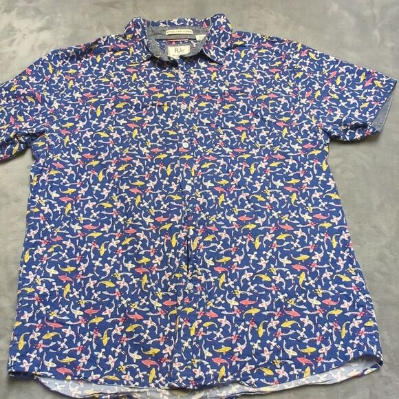 Rebel James &‎ Charli RJC 100% Cotton Shirt XXL 2XL All Over Print Fish Ocean - Picture 1 of 11
